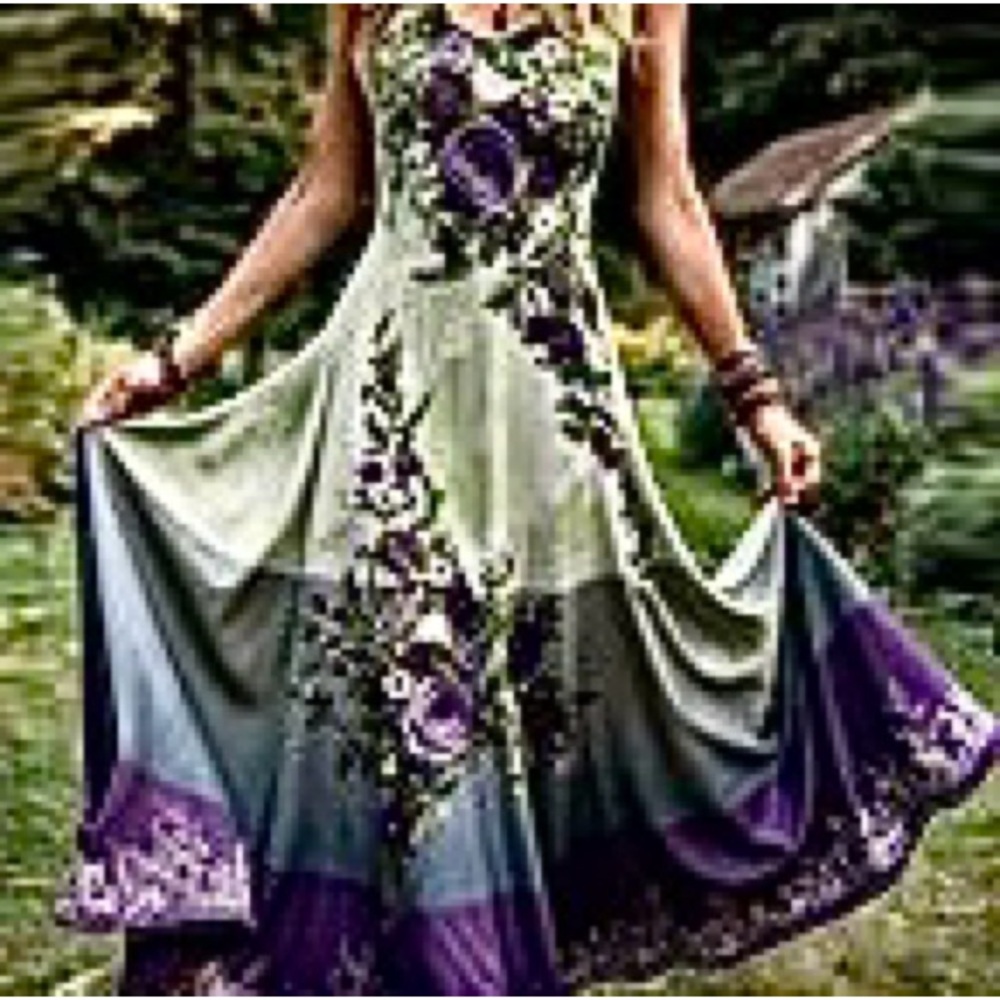 🆕Stunning Floral Purple and Green Sleeveless Maxi Dress. Size L. NWT.
